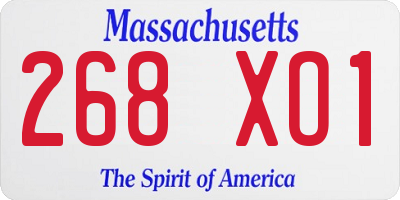 MA license plate 268XO1