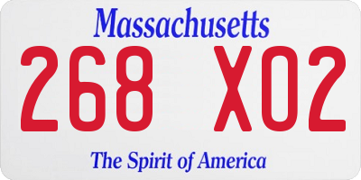 MA license plate 268XO2