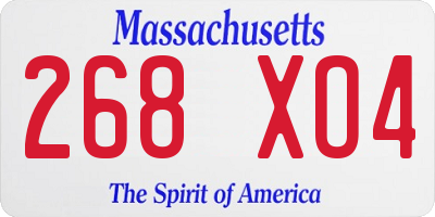 MA license plate 268XO4