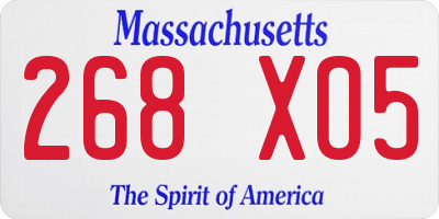 MA license plate 268XO5