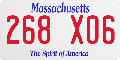 MA license plate 268XO6