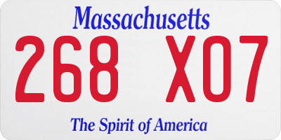 MA license plate 268XO7
