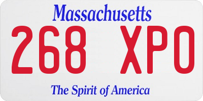 MA license plate 268XP0