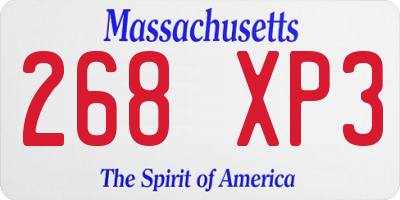 MA license plate 268XP3