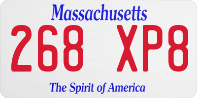 MA license plate 268XP8