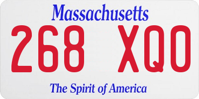MA license plate 268XQ0