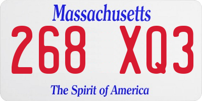 MA license plate 268XQ3