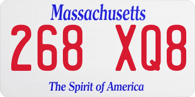 MA license plate 268XQ8