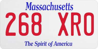 MA license plate 268XR0