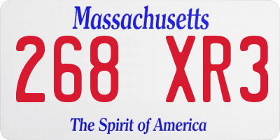 MA license plate 268XR3