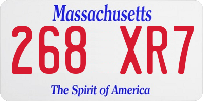 MA license plate 268XR7