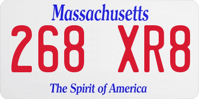 MA license plate 268XR8