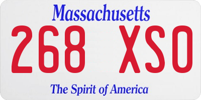 MA license plate 268XS0