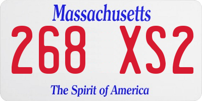 MA license plate 268XS2
