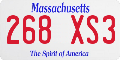 MA license plate 268XS3