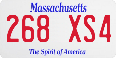 MA license plate 268XS4