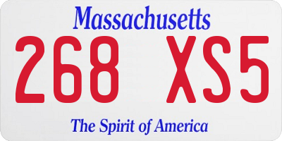 MA license plate 268XS5
