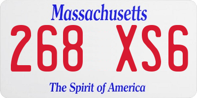 MA license plate 268XS6