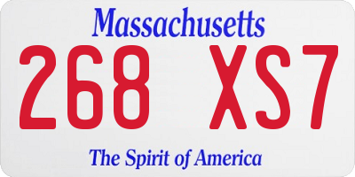 MA license plate 268XS7