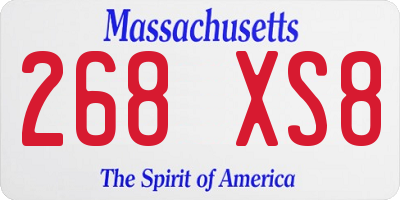 MA license plate 268XS8