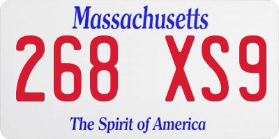 MA license plate 268XS9