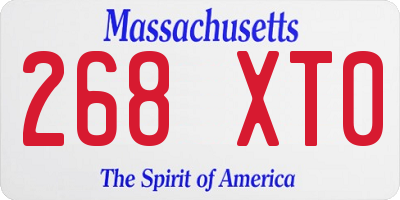 MA license plate 268XT0