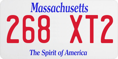 MA license plate 268XT2