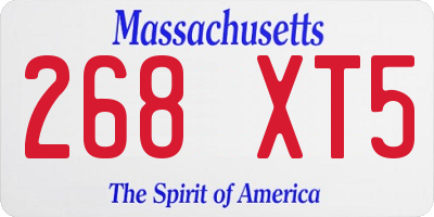 MA license plate 268XT5
