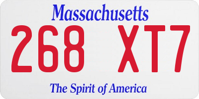 MA license plate 268XT7