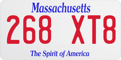 MA license plate 268XT8