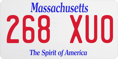 MA license plate 268XU0
