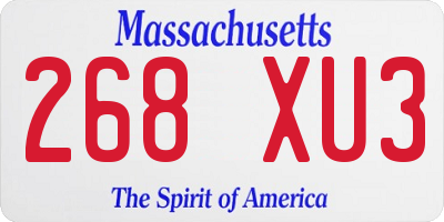 MA license plate 268XU3