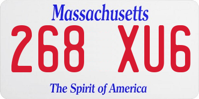 MA license plate 268XU6