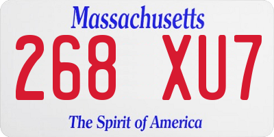 MA license plate 268XU7