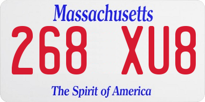 MA license plate 268XU8