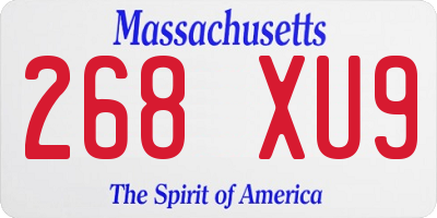 MA license plate 268XU9