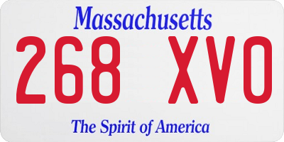 MA license plate 268XV0