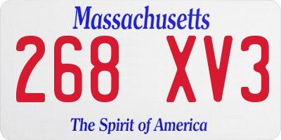 MA license plate 268XV3