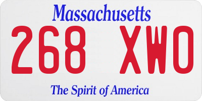 MA license plate 268XW0