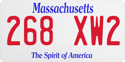 MA license plate 268XW2