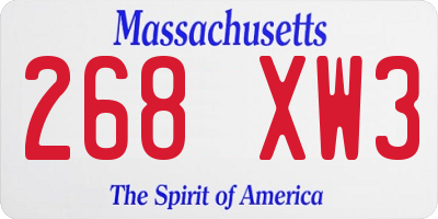MA license plate 268XW3