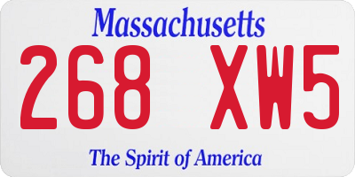 MA license plate 268XW5