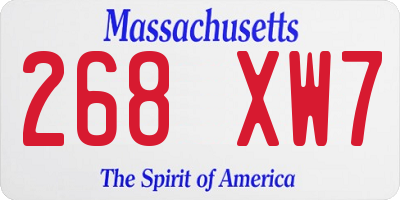 MA license plate 268XW7