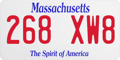 MA license plate 268XW8