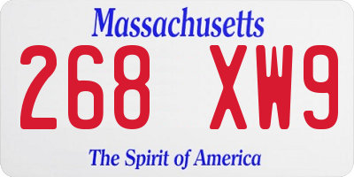 MA license plate 268XW9