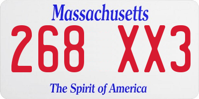 MA license plate 268XX3