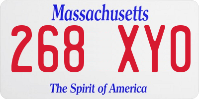 MA license plate 268XY0