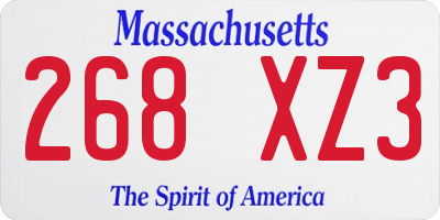 MA license plate 268XZ3