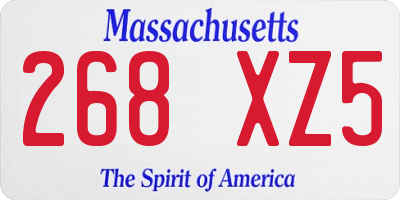 MA license plate 268XZ5