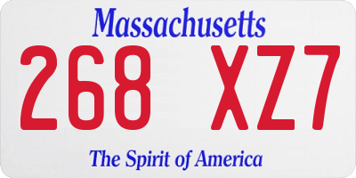 MA license plate 268XZ7